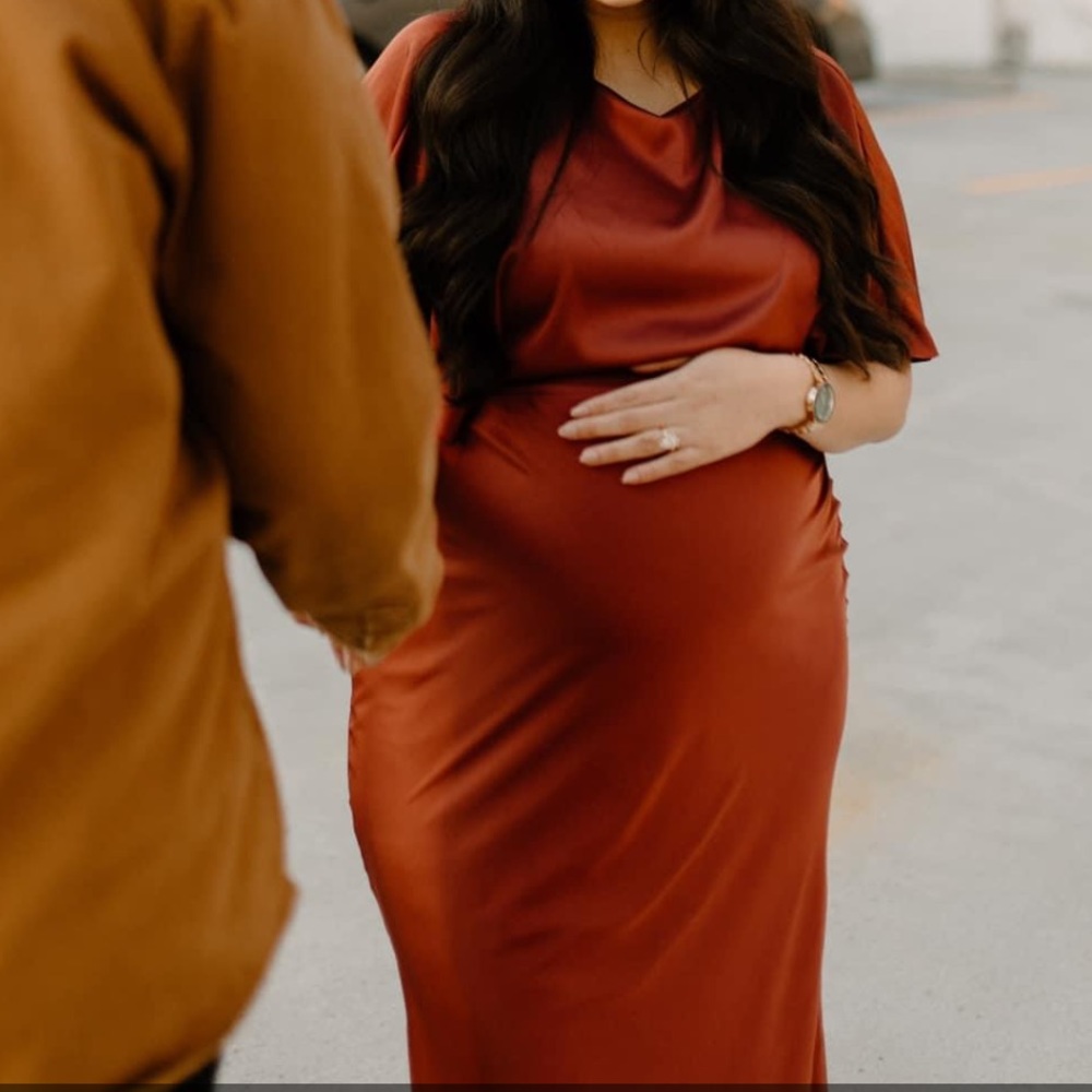 Satin Crew Neck Open Back Midi Dress